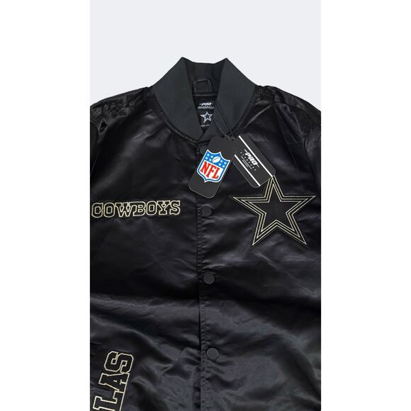Pro Standard NFL Dallas Cowboys Black Gold Satin Varsity Jacket Mens Size L - Picture 5 of 5